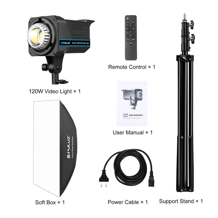 PULUZ 150W 3200K-5600K Kit luce stroboscopica per studio fotografico con riflettore Softbox e treppiede, Rectangle 120W 2700K-6500K Light Kit AU Plug, Rectangle 120W 2700K-6500K Light Kit EU Plug, Rectangle 120W 2700K-6500K Light Kit UK Plug           ...
