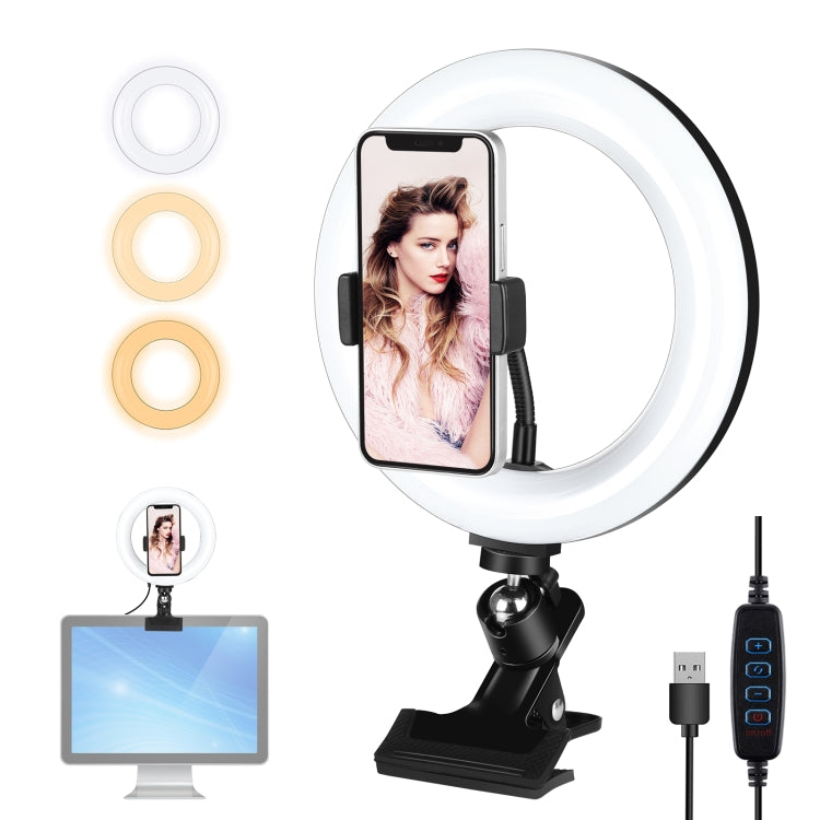 Luce anello selfie LED 7,9" USB con clip dimmerabile