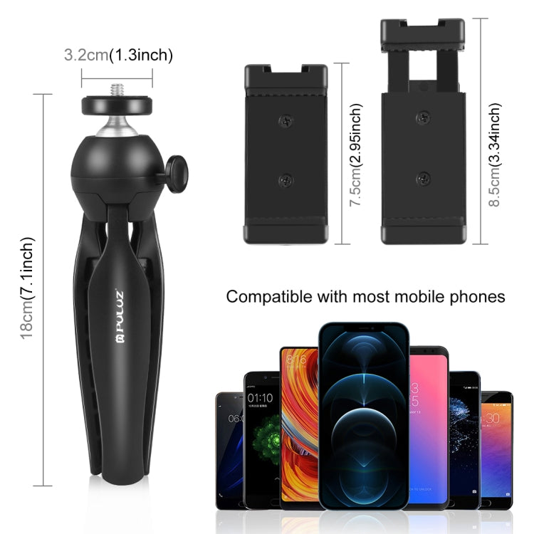 Kit video vlogger per smartphone con trasmissione in diretta PULUZ, microfono + supporto per treppiede + supporto per morsetto per telefono, Mic + Tripod + lamp