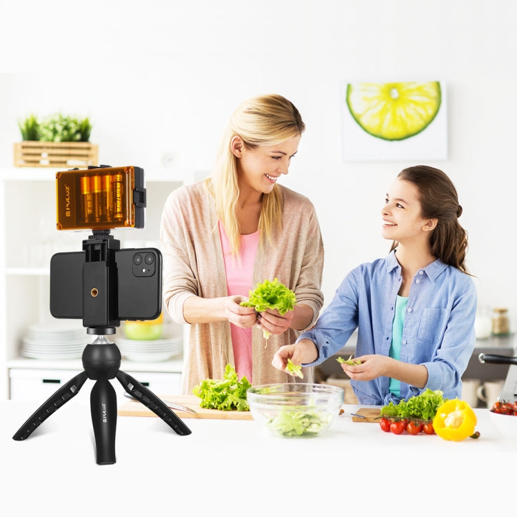 Kit Vlogger luce video per smartphone con trasmissione in diretta PULUZ con luce LED + supporto per treppiede + supporto per morsetto per telefono, LED + Tripod + lamp