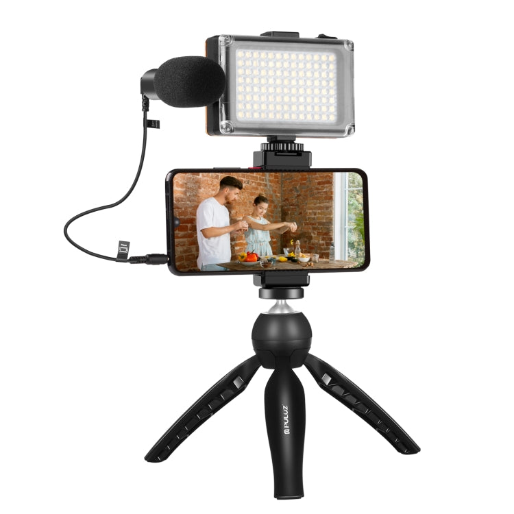 Kit vlogger con microfono, luce LED e supporto treppiede
