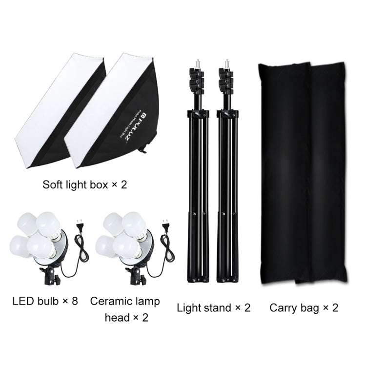PULUZ Softbox Kit di illuminazione 2 pezzi 50x70 cm Attrezzatura fotografica professionale per studio fotografico con 8 lampadine E27 20W E27 con attacco E27 Kit di illuminazione per riprese di ritratti / Fotografia pubblicitaria di moda               ...