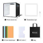 PULUZ Tenda da tiro con luce ad anello pieghevole da 30 cm per illuminazione fotografica con pannello luminoso senza ombre, 30cm Box + Shadowless Light