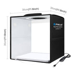 PULUZ Tenda da tiro con luce ad anello pieghevole da 30 cm per illuminazione fotografica con pannello luminoso senza ombre, 30cm Box + Shadowless Light