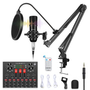 PULUZ Scheda audio Trasmissione dal vivo Mixer audio Bluetooth Kit microfono da studio con braccio a forbice a sospensione e supporto antiurto in metallo, versione cinese, Sound Mixer+Microphone, Chinese Version
