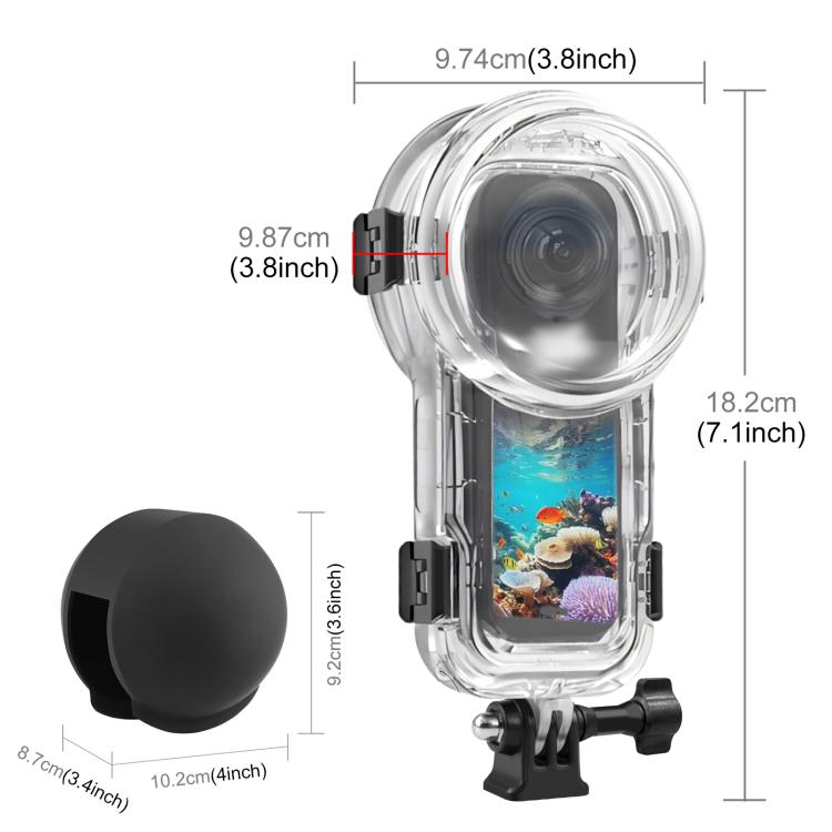 Custodia subacquea impermeabile 60m per Insta360 X5