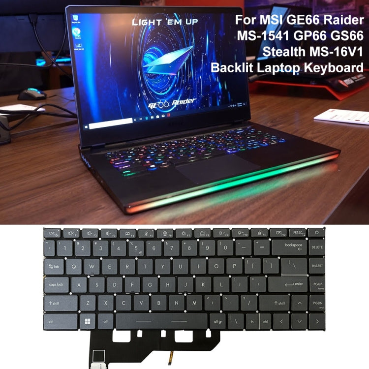 Tastiera per laptop versione USA con retroilluminazione per MSI GE66 Raider / MS-1541 / GP66 / MS-1542/1543 / GS66 / MS-16V1 / MS-16V2 / 10SD / 10SE, For MSI GE66 Raider