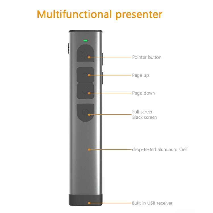 Doosl DSIT032 Presentatore wireless da 2,4 GHz Rappresentazione clicker PowerPoint Telecomando Puntatore laser verde, Distanza di controllo: 100 m, Green Laser