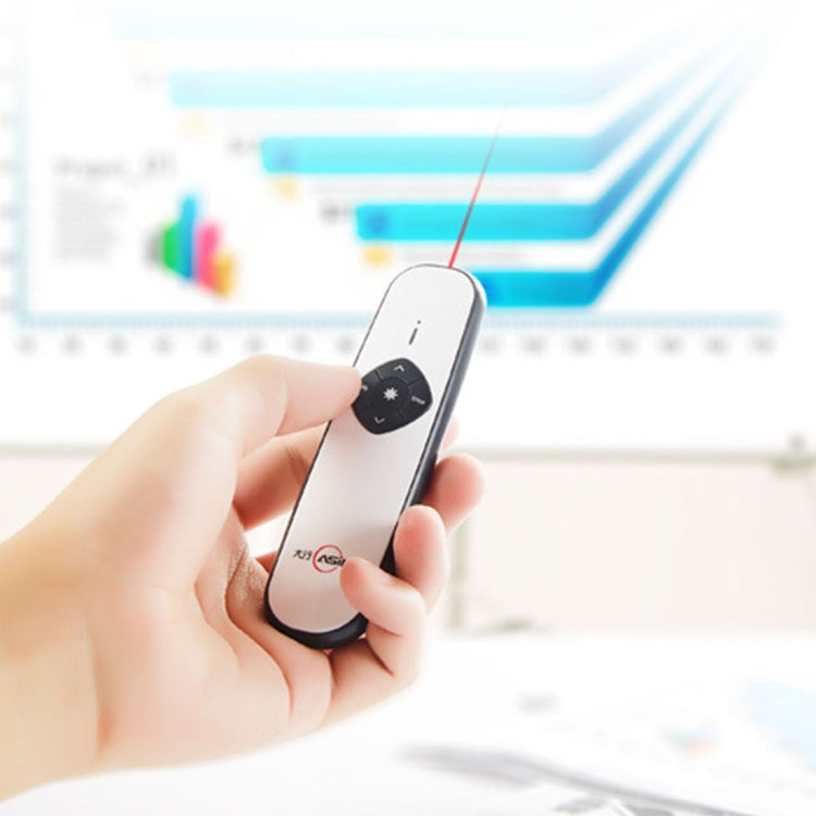 ASiNG A800 Ricarica USB Presentatore wireless da 2,4 GHz Rappresentazione clicker PowerPoint Puntatore del telecomando, Distanza di controllo: 100 m, Distance: 100m(Black), Distance: 100m(White)