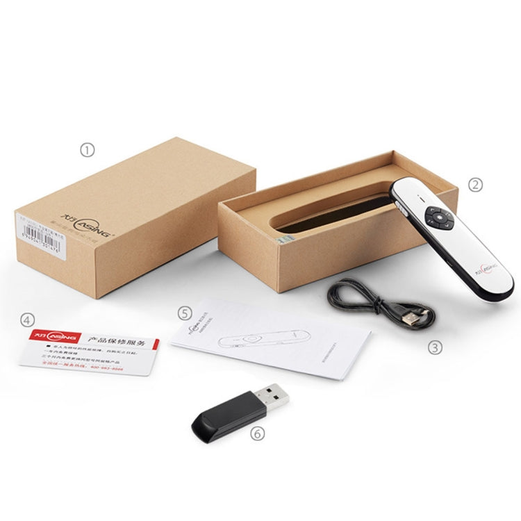 ASiNG A800 Ricarica USB Presentatore wireless da 2,4 GHz Rappresentazione clicker PowerPoint Puntatore del telecomando, Distanza di controllo: 100 m, Distance: 100m(Black), Distance: 100m(White)