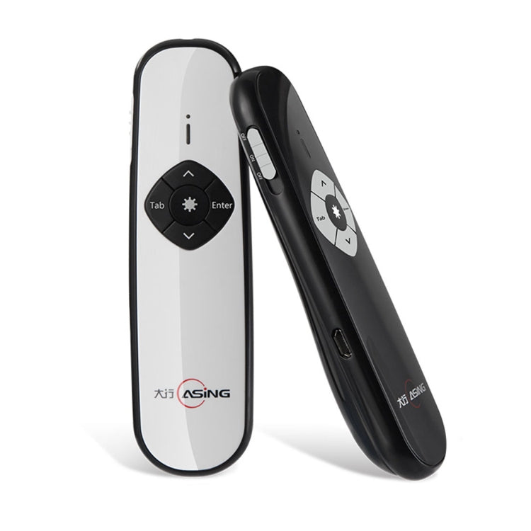 ASiNG A800 Ricarica USB Presentatore wireless da 2,4 GHz Rappresentazione clicker PowerPoint Puntatore del telecomando, Distanza di controllo: 100 m, Distance: 100m(Black), Distance: 100m(White)