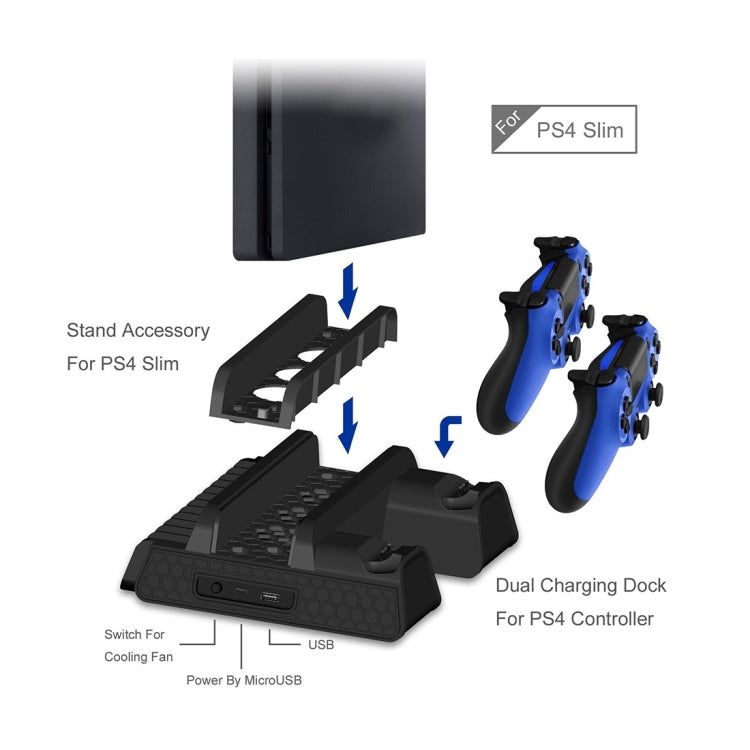 Ventola raffreddamento PS4 con dock ricarica controller