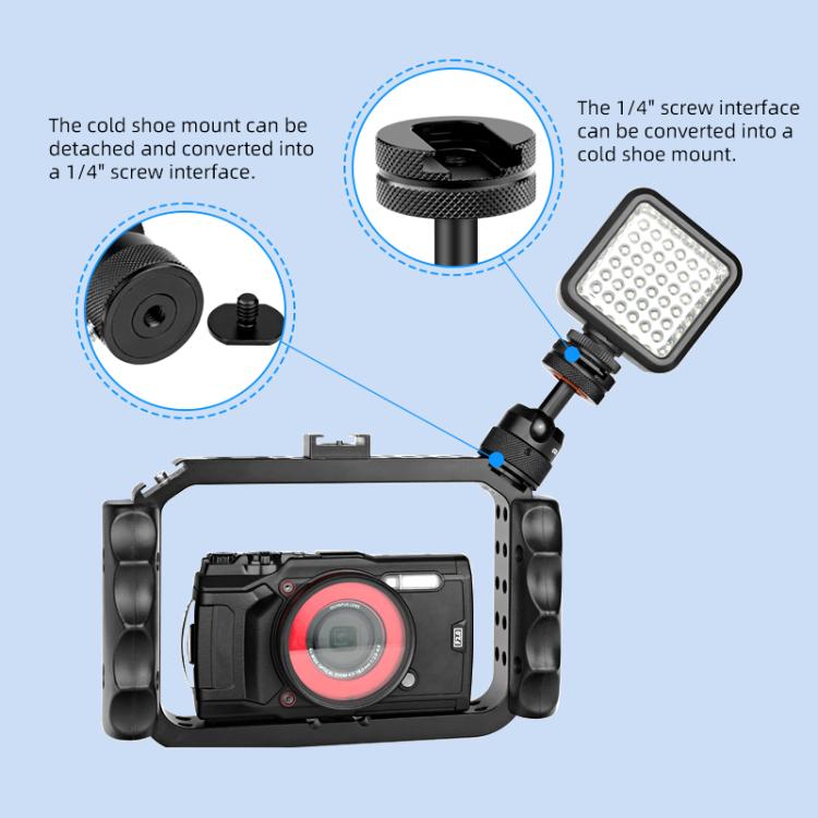 Adattatore per treppiede PULUZ multifunzionale in lega di alluminio con mini testa a sfera, slitta a caldo e vite da 1/4" a doppio uso., Dual-Use Ball Head Tripod