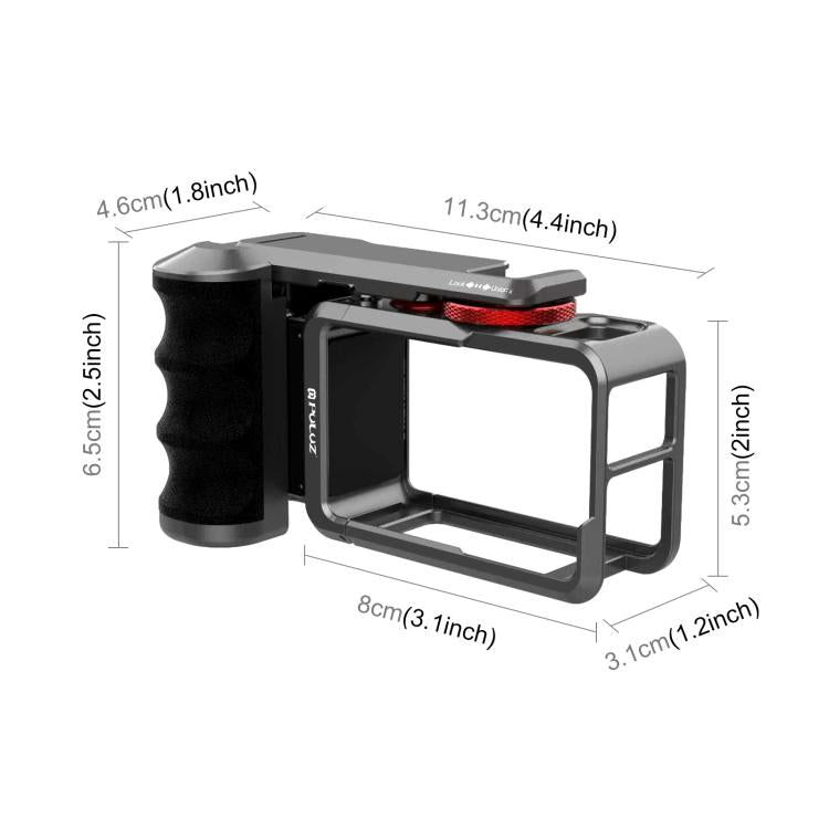 Adattatore di espansione per gabbia per fotocamera in metallo PULUZ con impugnatura per DJI Osmo Action 5 Pro / 4 / 3, For DJI Osmo Action 5 Pro / 4 / 3