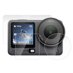 Pellicola protettiva in vetro temperato per obiettivo PULUZ + schermo anteriore e posteriore per DJI Osmo Action 6 / 6 Pro., Tempered Glass Film