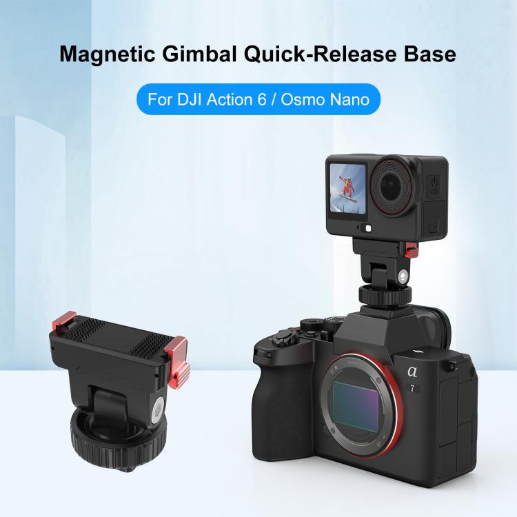 Base di montaggio a sgancio rapido in plastica PULUZ per gimbal DJI Osmo Action 6 / Nano, Gimbal Quick-Release Base