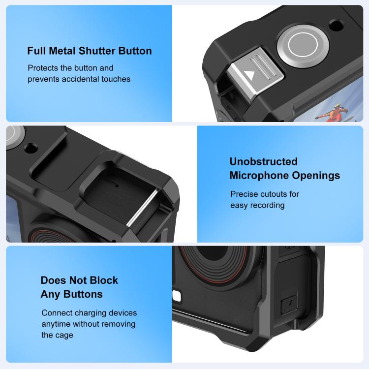 Telaio in metallo PULUZ per DJI Osmo Action 6 con attacco a slitta, Metal Cage