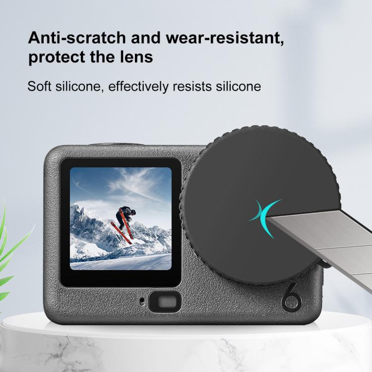 Tappo obiettivo in silicone PULUZ con cinturino per DJI Osmo Action 6., Silicone Lens Cap
