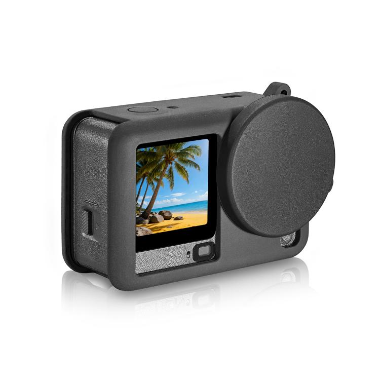 Custodia protettiva in silicone PULUZ per DJI Osmo Action 6 con cinturino da polso e copriobiettivo., Silicone Protective Cover