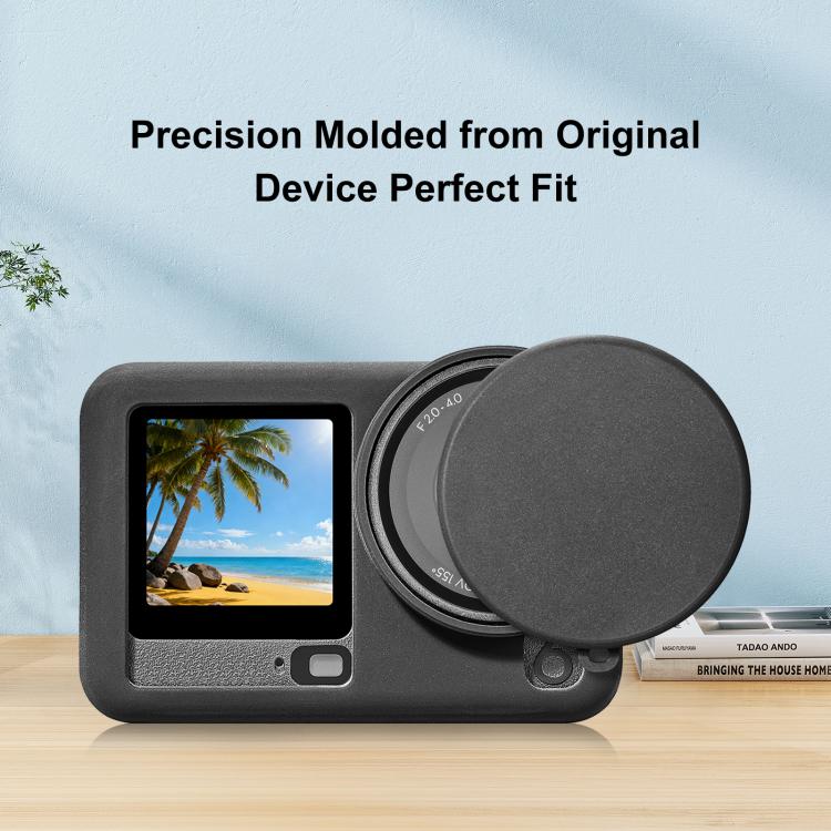 Custodia protettiva in silicone PULUZ per DJI Osmo Action 6 con cinturino da polso e copriobiettivo., Silicone Protective Cover