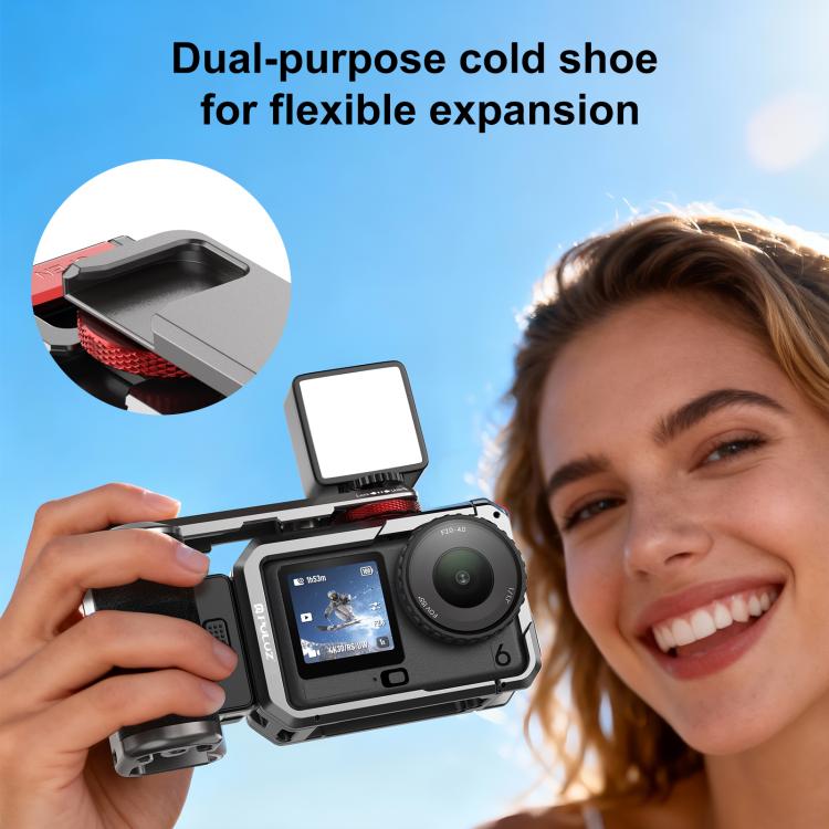 Adattatore di espansione per gabbia in metallo PULUZ per fotocamera DJI Osmo Action 6 con impugnatura, For DJI Osmo Action 6