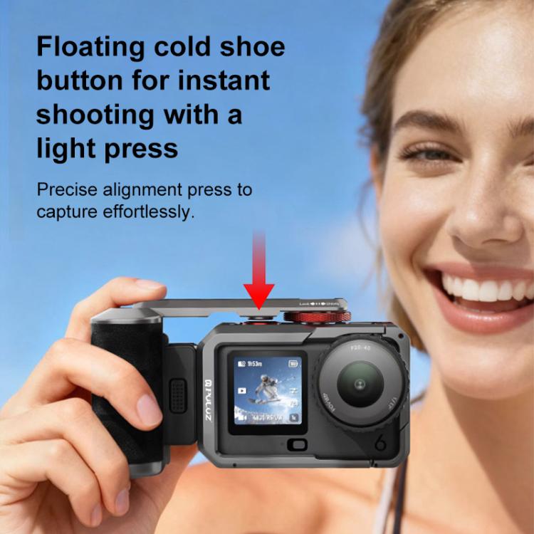 Adattatore di espansione per gabbia in metallo PULUZ per fotocamera DJI Osmo Action 6 con impugnatura, For DJI Osmo Action 6