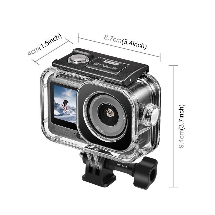 Per DJI Osmo Action 6 PULUZ Guscio subacqueo impermeabile fino a 60 m / 196 piedi con adattatore invisibile e vite lunga, Waterproof Shell