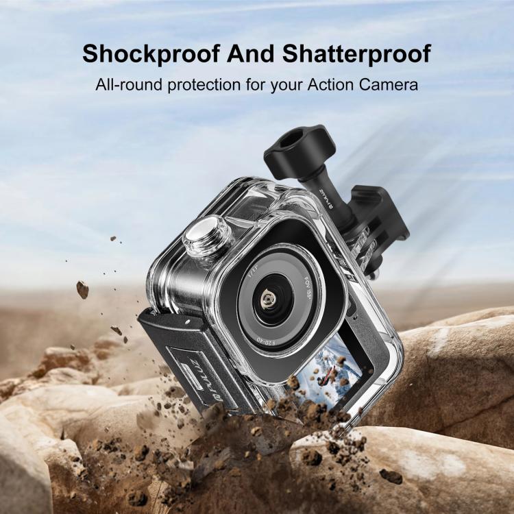 Per DJI Osmo Action 6 PULUZ Guscio subacqueo impermeabile fino a 60 m / 196 piedi con adattatore invisibile e vite lunga, Waterproof Shell