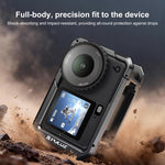 Gabbia per fotocamera PULUZ in metallo a doppia apertura, espandibile, con copriobiettivo in silicone, per DJI Osmo Action 6., Dual-Opening Cage