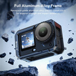 Gabbia per fotocamera PULUZ in metallo a doppia apertura, espandibile, con copriobiettivo in silicone, per DJI Osmo Action 6., Dual-Opening Cage