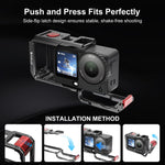 Gabbia per fotocamera PULUZ in metallo a doppia apertura, espandibile, con copriobiettivo in silicone, per DJI Osmo Action 6., Dual-Opening Cage