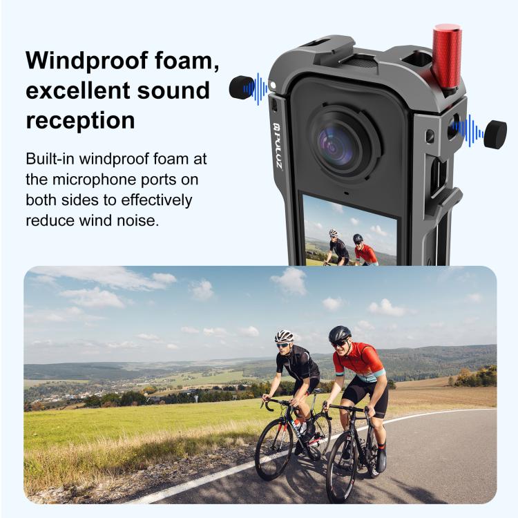 Telaio di espansione con gabbia protettiva in metallo PULUZ per Insta360 X4 Air, con basi a slitta e copriobiettivo., For Insta360 X4 Air Lens Cover