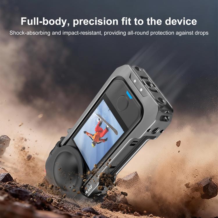 Telaio di espansione con gabbia protettiva in metallo PULUZ per Insta360 X4 Air, con basi a slitta e copriobiettivo., For Insta360 X4 Air Lens Cover