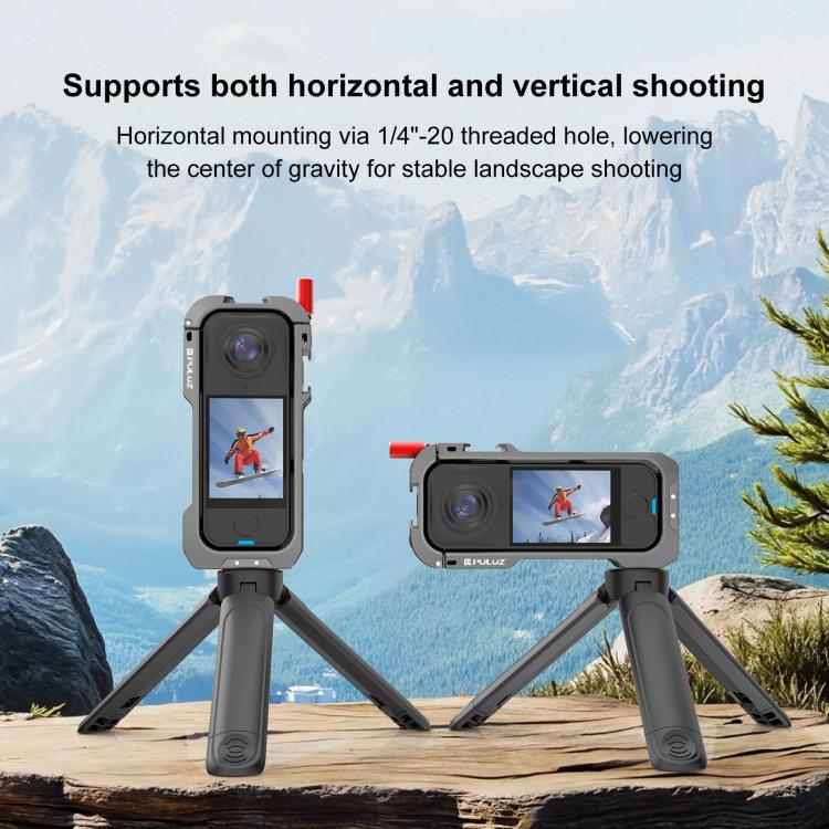 Telaio di espansione con gabbia protettiva in metallo PULUZ per Insta360 X4 Air, con basi a slitta e copriobiettivo., For Insta360 X4 Air Lens Cover