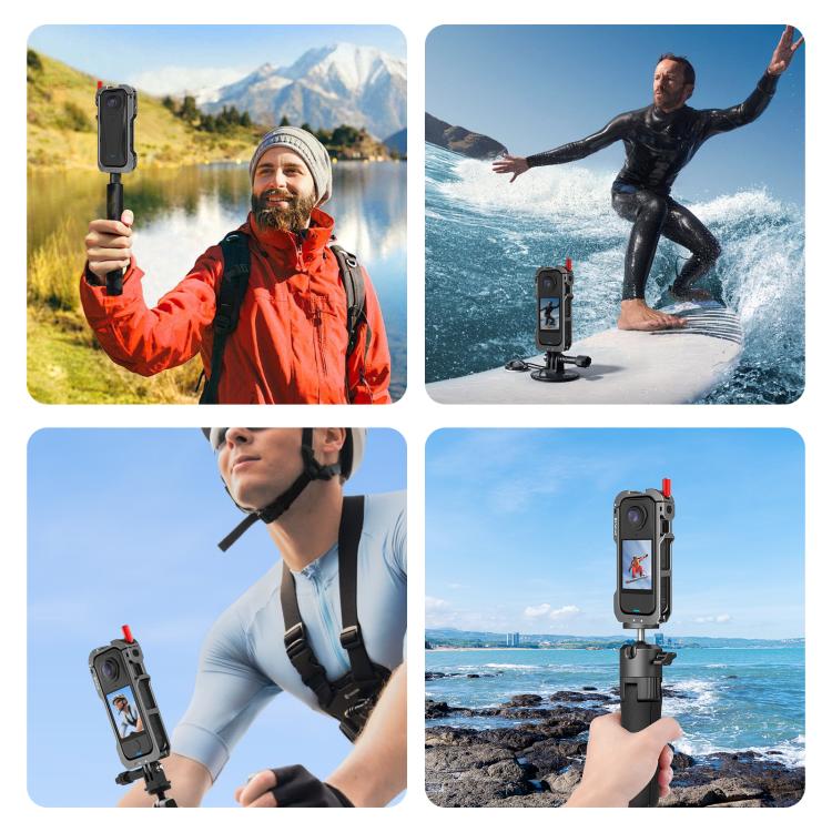 Telaio di espansione con gabbia protettiva in metallo PULUZ per Insta360 X4 Air, con basi a slitta e copriobiettivo., For Insta360 X4 Air Lens Cover