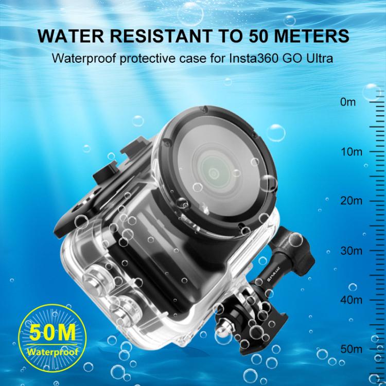 Custodia impermeabile 50m per fotocamera Insta360 GO Ultra PULUZ, copertura per immersioni., For Insta360 GO Ultra