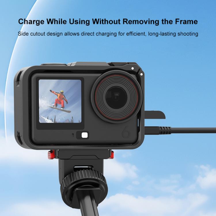 Per DJI Osmo Action 6, gabbia in plastica PULUZ con adattatore di espansione verticale-orizzontale e slitta a caldo., Plastic Cage