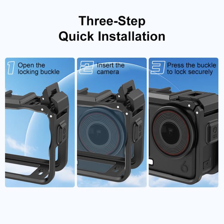 Per DJI Osmo Action 6, gabbia in plastica PULUZ con adattatore di espansione verticale-orizzontale e slitta a caldo., Plastic Cage