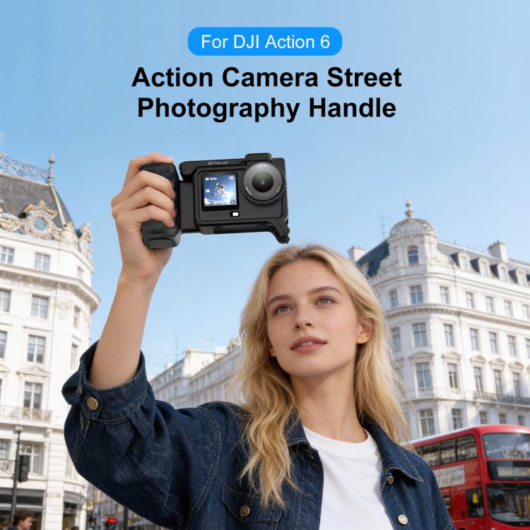 Impugnatura ergonomica PULUZ per fotografia di strada con telaio a gabbia e attacco a slitta per DJI Osmo Action 6., Street Photography Handle