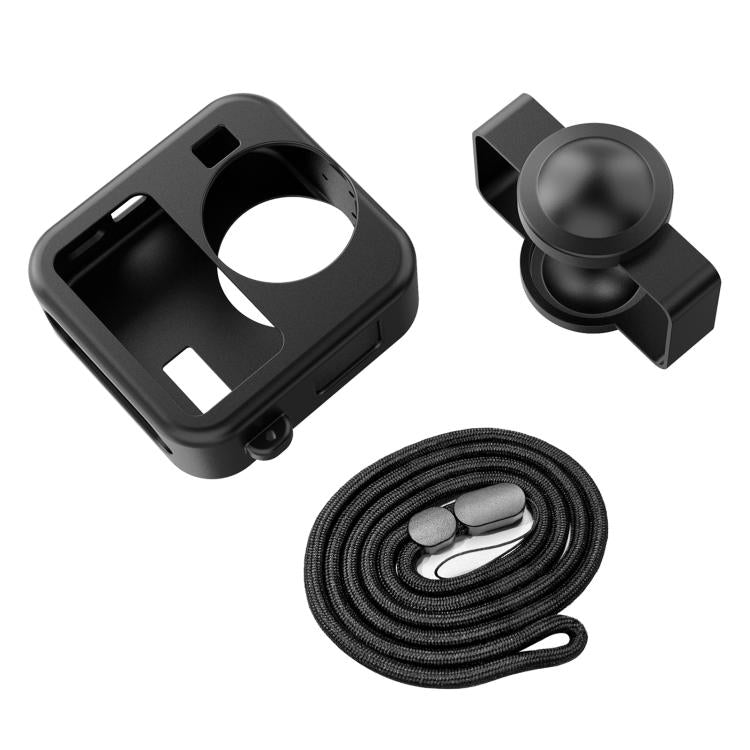 Custodia protettiva in silicone per GoPro MAX2 PULUZ con doppio copriobiettivo e cinturino., Body Case with Dual Lens Cap