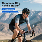 Supporto in lega di alluminio PULUZ per gimbal professionale a 3 vie per moto, biciclette e videocamere panoramiche e d'azione., Handlebar Aluminium Alloy Mount