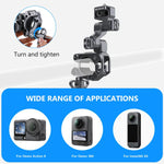 Supporto in lega di alluminio PULUZ per gimbal professionale a 3 vie per moto, biciclette e videocamere panoramiche e d'azione., Handlebar Aluminium Alloy Mount