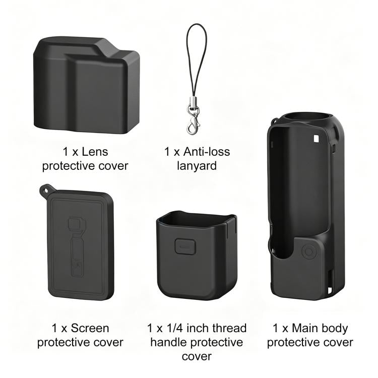 Cover in silicone TPU 4 in 1 PULUZ per corpo macchina, obiettivo, impugnatura e schermo del DJI OSMO Pocket 4.