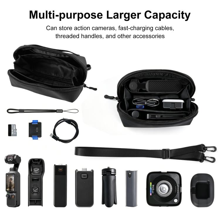 Borsa multifunzionale PULUZ per DJI Osmo Pocket 4 / 3, con tracolla, per il trasporto e la conservazione di dati e fotocamere digitali.