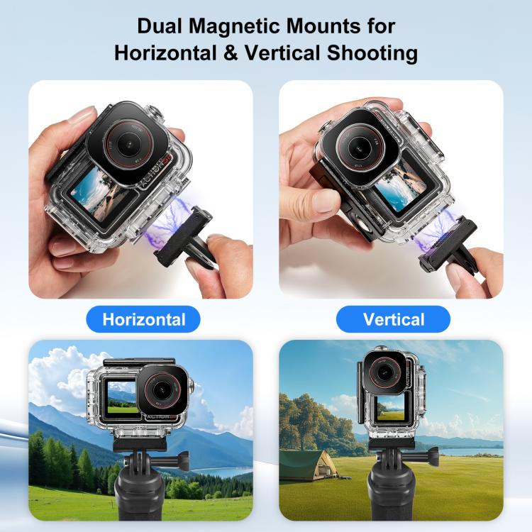 Custodia subacquea impermeabile PULUZ da 60 m per DJI Action 5 Pro / 4 / 3, For DJI Action 5 Pro / 4 / 3