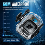 Custodia protettiva subacquea impermeabile fino a 60 m per GoPro MISSION 1 / 1 PRO PULUZ con fogli antiappannamento., For GoPro MISSION 1 / 1 PRO