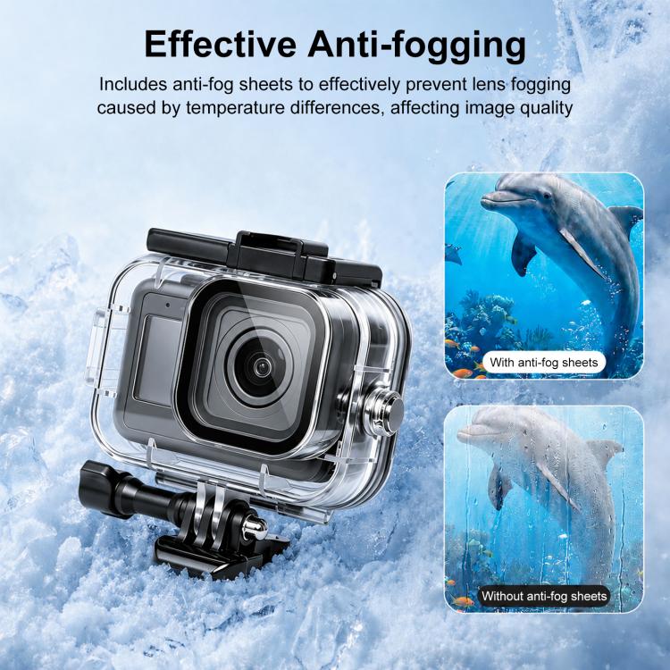 Custodia protettiva subacquea impermeabile fino a 60 m per GoPro MISSION 1 / 1 PRO PULUZ con fogli antiappannamento., For GoPro MISSION 1 / 1 PRO