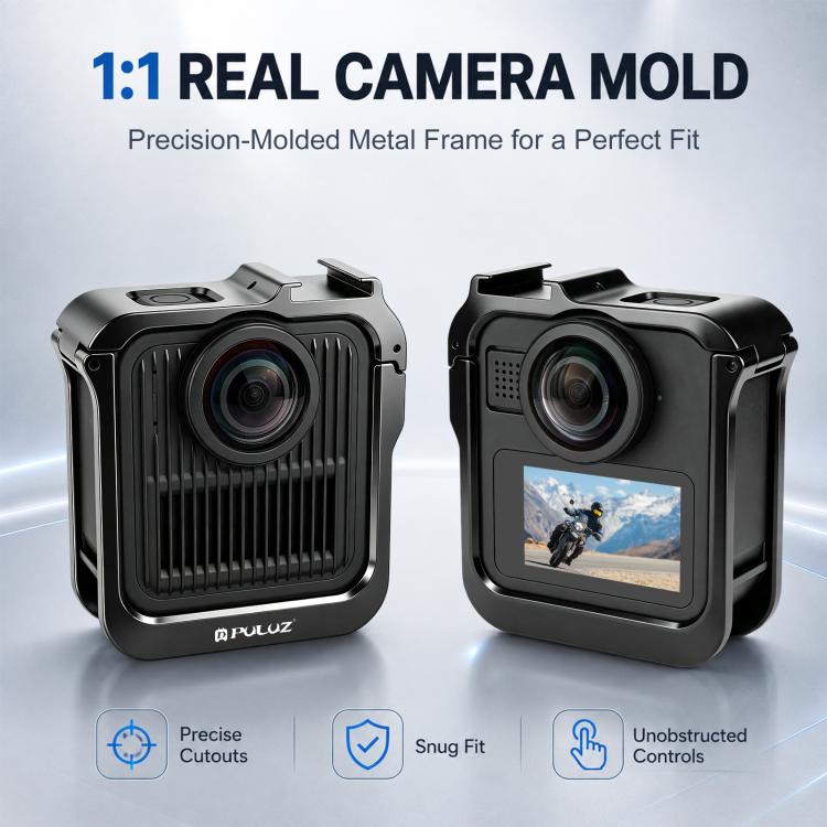 Gabbia metallica PULUZ per GoPro MAX2 con slitta a caldo e adattatore, Metal Camera Cage