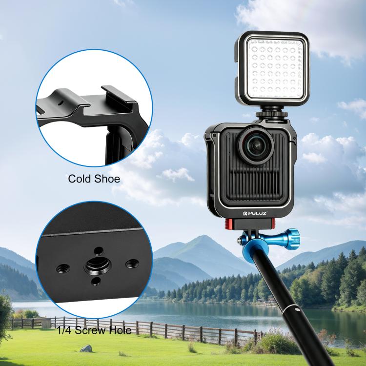 Gabbia metallica PULUZ per GoPro MAX2 con slitta a caldo e adattatore, Metal Camera Cage