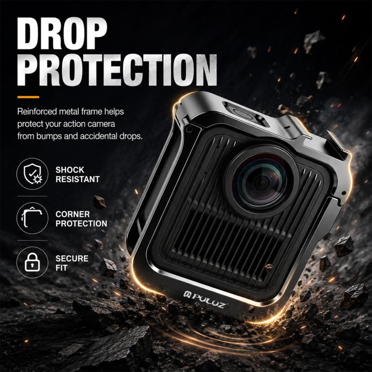 Gabbia metallica PULUZ per GoPro MAX2 con slitta a caldo e adattatore, Metal Camera Cage